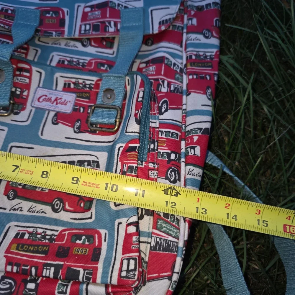 Cath Kids London Red Double Decker Bus Coated Canvas Backpack Rucksack Blue vtg